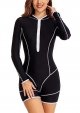 Women's One Piece Boyleg Surfing Swimsuit Long Sleeve Rash Guard UPF 50+ Bathing Suit for Ladies